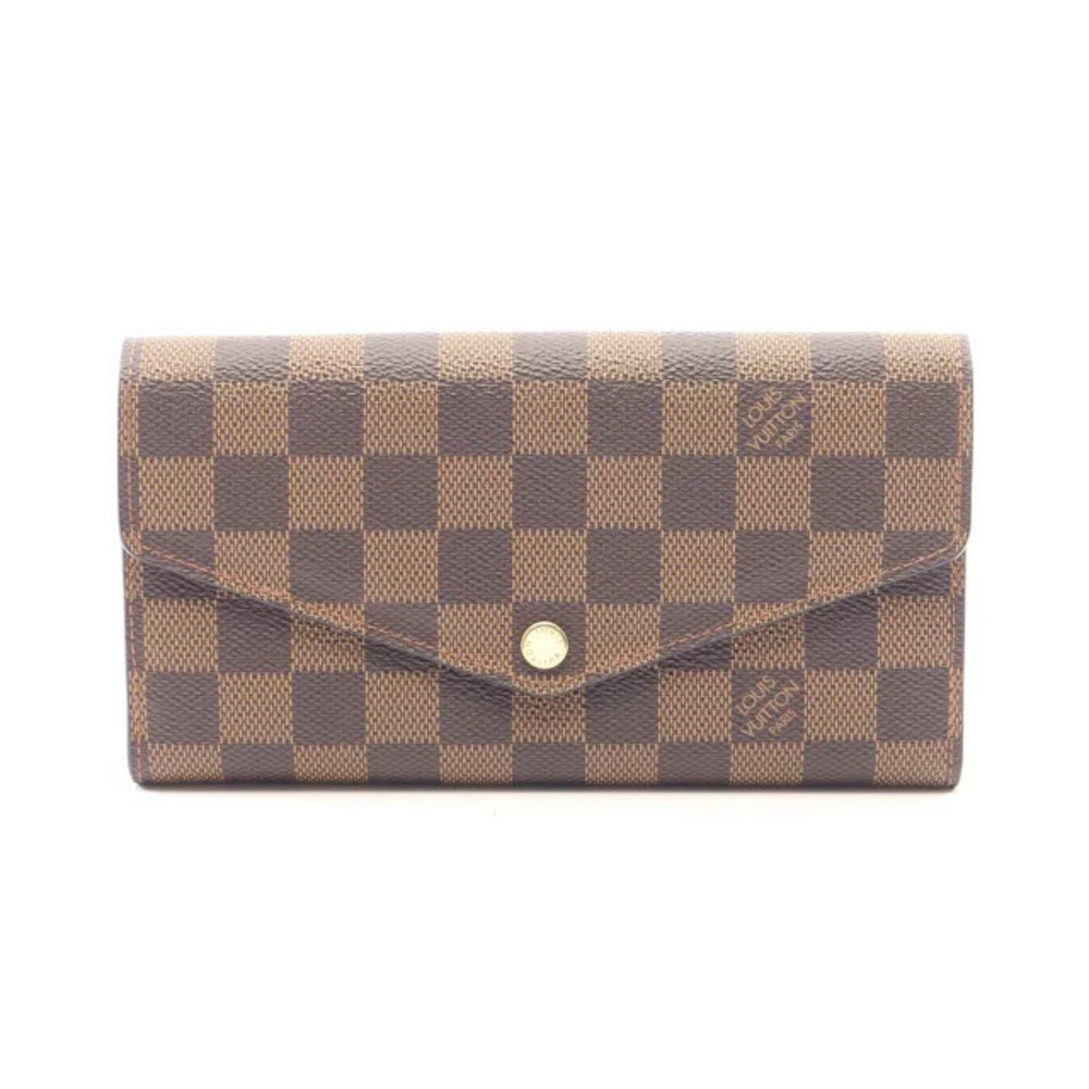 Louis Vuitton Portefeuille Sarah Damier Bifold Long Wallet Leather Ebene Brown
